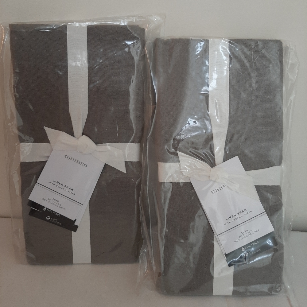 Rejuvenation EURO 100% Organic Linen shams GRAY